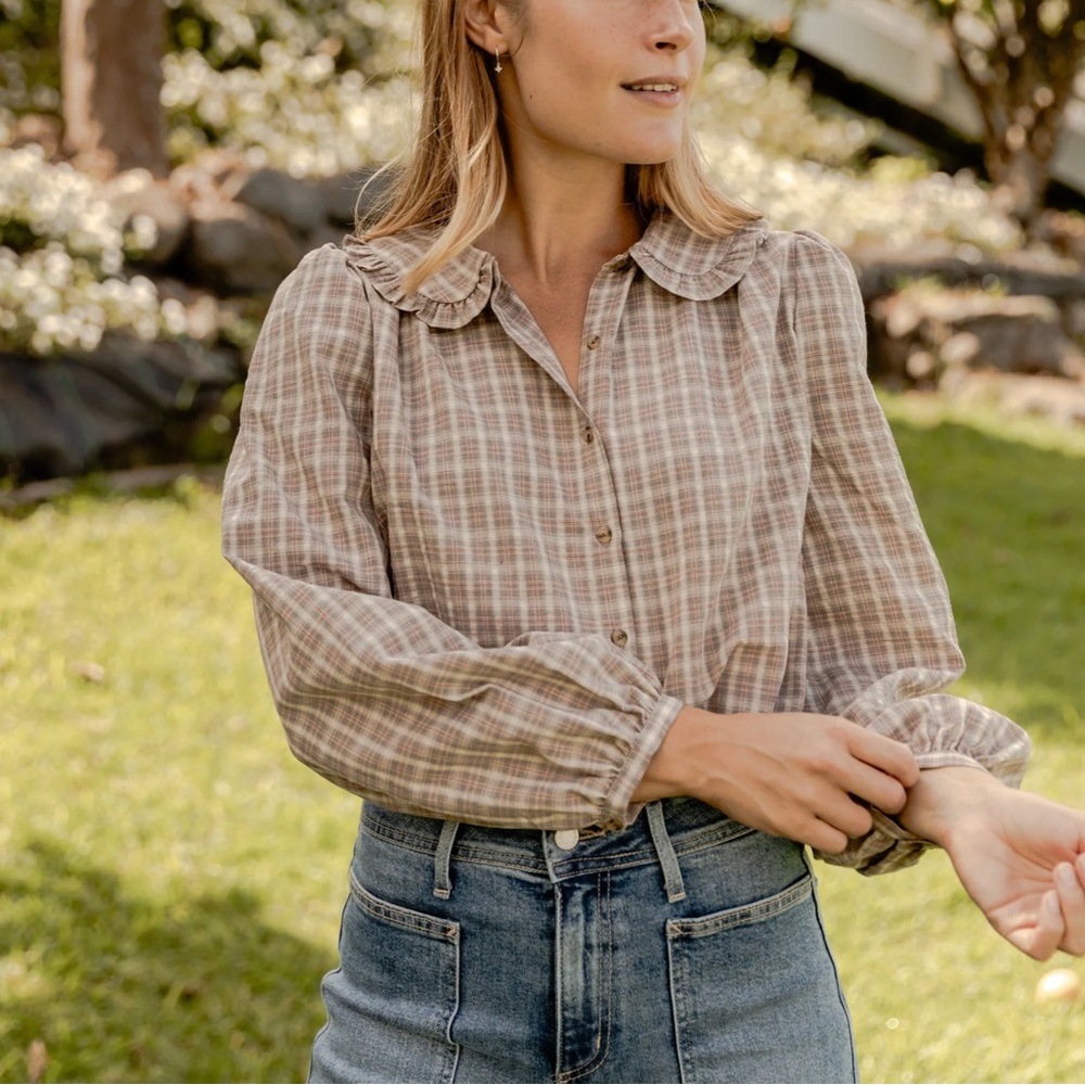 Neuflora Plaid Button Up Autumn Springs Blouse